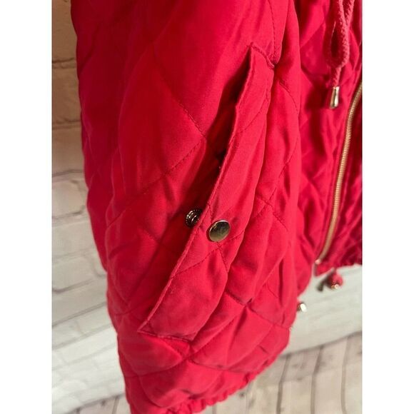 ALORNA Vintage red padded shoulder pads full zipper belted jacket coat 2X-3X - Picture 5 of 9